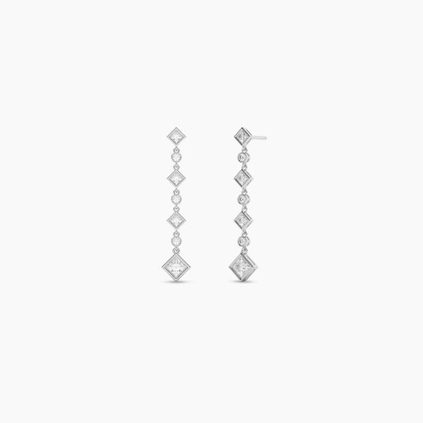 18k Solid Gold Natural Diamond Drop Earring - Side View | Riyanika Jewels