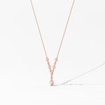 18k Solid Gold Princess & Round Natural Diamond Necklace | Statement Necklace - Alternate Angle