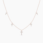 18k Solid Gold Natural Diamond Cross Station Necklace - Alternate Angle | Riyanika Jewels
