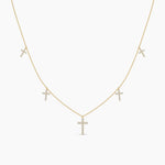 18k Solid Gold Natural Diamond Cross Station Necklace | Riyanika Jewels