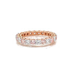 18K Solid Gold Natural Diamond Eternity Band – Pink & White Round Diamonds