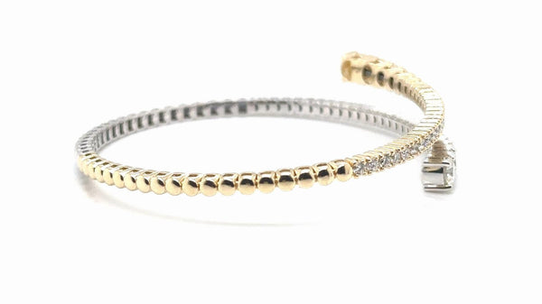 18K Solid Gold 3.00 Ct Natural Diamond Flexible Two-Tone Bracelet - Side View | Riyanika Jewels