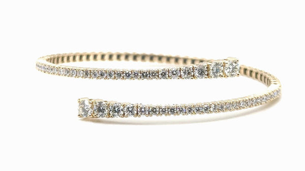 18K Solid Gold 3.00 CT Natural Diamond Flexible Bracelet with Prong Setting