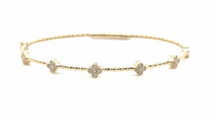 18K Solid Gold 0.40 CT Natural Diamond Floral-Inspired Bracelet
