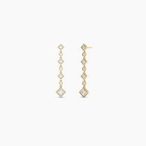 14K Solid Gold Natural Diamond Drop Earring