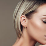 18k Solid Gold Natural Diamond Drop Earring - Alternate Angle | Riyanika Jewels