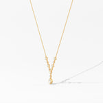 18k Solid Gold Princess & Round Natural Diamond Necklace | Statement Necklace | Riyanika Jewels