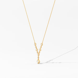18k Solid Gold Princess & Round Natural Diamond Necklace | Statement Necklace | Riyanika Jewels