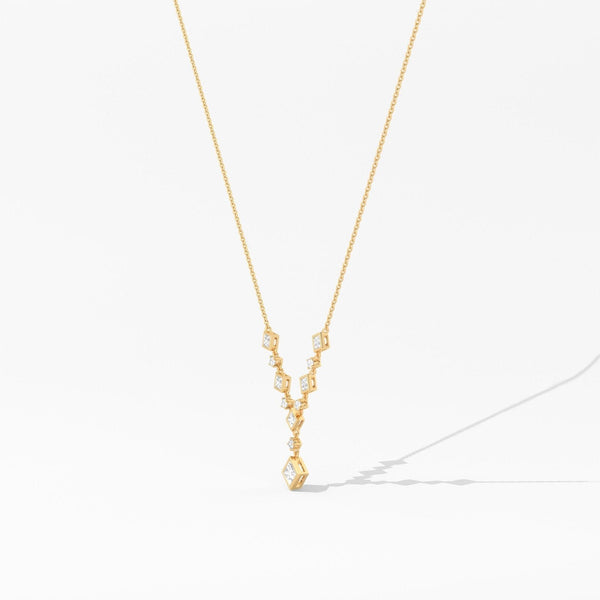 14K Natural Diamond Round Cut Statement Necklace