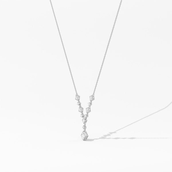 14K Natural Diamond Round Cut Statement Necklace