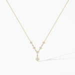 18k Solid Gold Princess & Round Natural Diamond Necklace | Statement Necklace - View 7