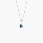 18k Solid Gold 1.00ct Round Blue-green Sapphire & Lab Grown Diamond Necklaces For Women - Close Up