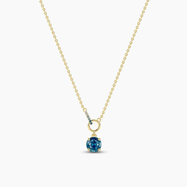 14K 1ct Sapphire Round Cut Necklace
