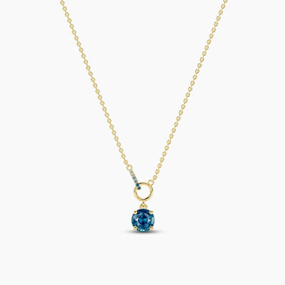 14K 1ct Sapphire Round Cut Necklace