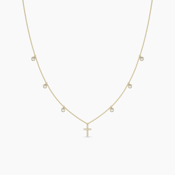14K Solid Gold Natural Diamond Yard Necklaces For Women | Religious Jewelry
