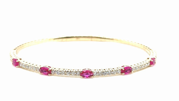 18K Solid Gold 3.00 Ct Natural Diamond Flexi Bangle