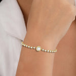 14K Solid Gold Natural Diamond Tennis Bracelet | Stackable Bracelet