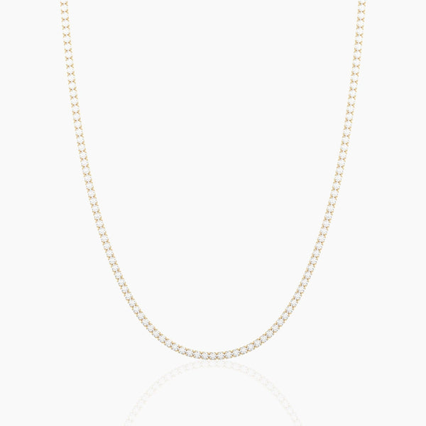 14K Solid Gold Flexible Lab Grown Diamond Tennis Choker Necklace For Women
