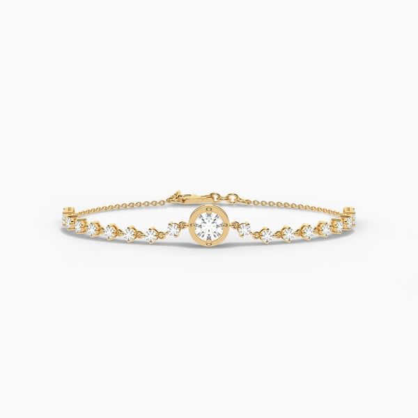 18k Solid Gold Natural Diamond Tennis Bracelet | Stackable Bracelet