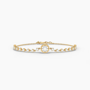 18k Solid Gold Natural Diamond Tennis Bracelet | Stackable Bracelet