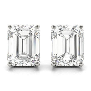 14K 1ct Natural Diamond Emerald Cut Stud Earrings