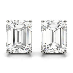 18K Solid Gold 1.00 CTW Natural Diamond Emerald Cut Stud Earrings