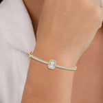 18k Solid Gold Halo Natural Diamond Bangle Bracelet - Side View | Riyanika Jewels