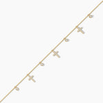18k Solid Gold Natural Diamond Cross Station Bracelet - Alternate Angle | Riyanika Jewels