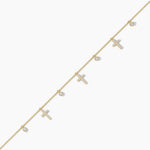 14K Solid Gold Lab Grown Diamond Cross Station Bracelet