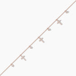 18k Solid Gold Lab Grown Diamond Cross Station Bracelet - Close Up | Riyanika Jewels