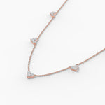14K Solid Gold Natural Diamond Station Necklace