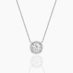 18k Solid Gold Halo Lab Grown Diamond Necklace For Women - View 6 | Riyanika Jewels