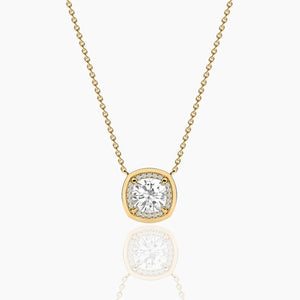 14K Natural Diamond Halo Necklace