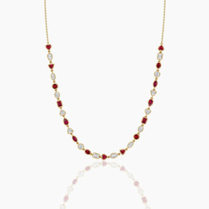 18k Solid Gold Natural Diamond Tennis Necklace in Bezel Set