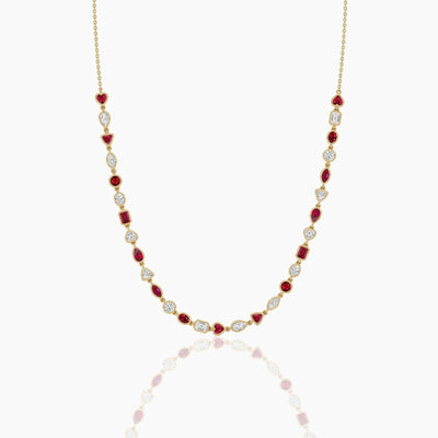 14K Natural Diamond Bezel Tennis Necklace