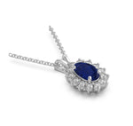 18K Solid Gold Gemstone & Natural Diamond Halo Pendant Necklace - View 8 | Riyanika Jewels