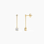 14K Solid Gold Natural Diamond Dangle Drop Earrings