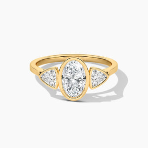 14K Natural Diamond Three Stone Promise Ring