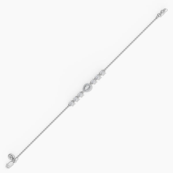 18k Solid Gold Pear Shaped Natural Diamond Chain Bracelet - Side View | Riyanika Jewels