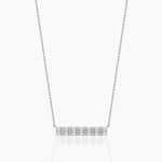18k Solid Gold Emerald & Round Cut Lab Grown Diamond Bar Necklace - Alternate Angle
