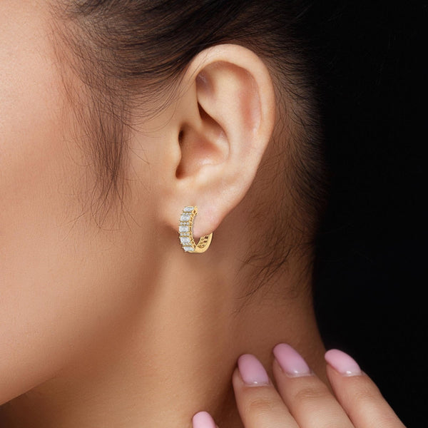 14K Lab Grown Diamond Round Cut Hoop Earrings