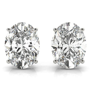 18K Solid Gold 1.00 CTW Natural Diamond Oval Cut Stud Earrings
