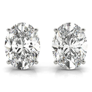 14K 1ct Natural Diamond Oval Cut Stud Earrings