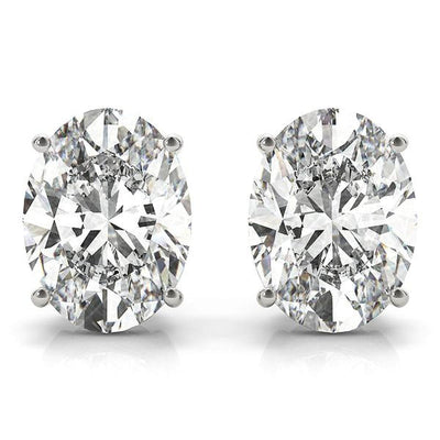 14K 1ct Lab Grown Diamond Oval Cut Stud Earrings