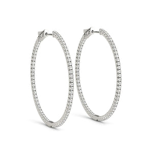 18K Solid Gold 1.50 CTW Natural Diamond Inside-Out Hoop Earrings (27MM)