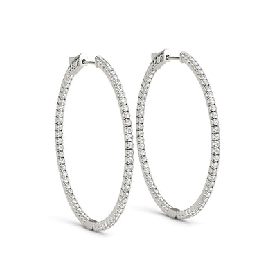 18K Solid Gold 1.50 CTW Natural Diamond Inside-Out Hoop Earrings (27MM)