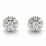18K Solid Gold 0.50 CTW Natural Diamond Fleur de Diamant Bloom Stud Earrings