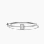 18k Solid Gold Halo Natural Diamond Bangle Bracelet - Detail | Riyanika Jewels