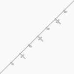 14K Solid Gold Natural Diamond Cross Station Bracelet