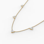 18k Solid Gold Natural Diamond Station Necklace - Close Up | Riyanika Jewels